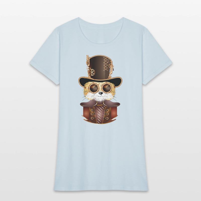 Steampunk fox with ancient cylinder hat & glasses