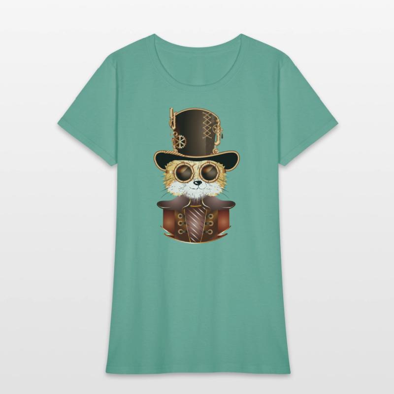 Steampunk fox with ancient cylinder hat & glasses