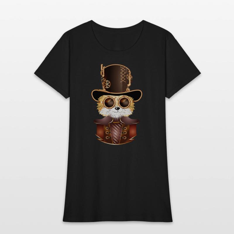 Steampunk fox with ancient cylinder hat & glasses