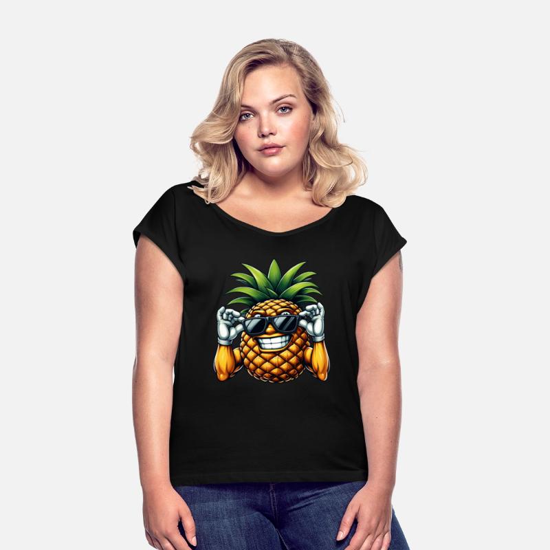 Strong Pineapple with Sunglasses Cartoon