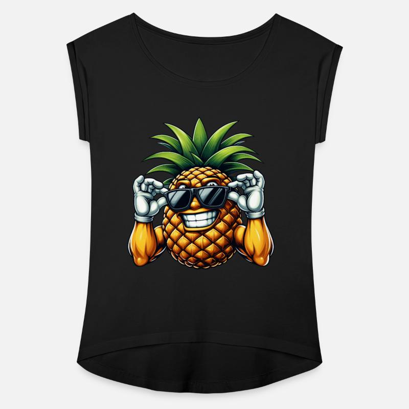 Strong Pineapple with Sunglasses Cartoon