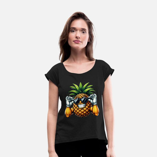 Strong Pineapple with Sunglasses Cartoon