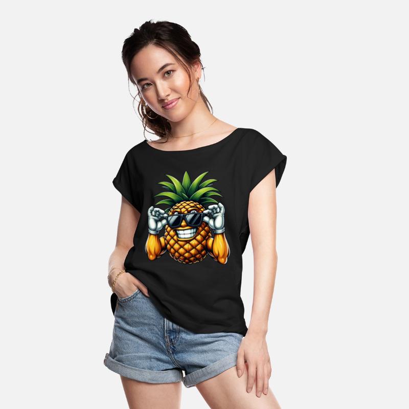 Strong Pineapple with Sunglasses Cartoon