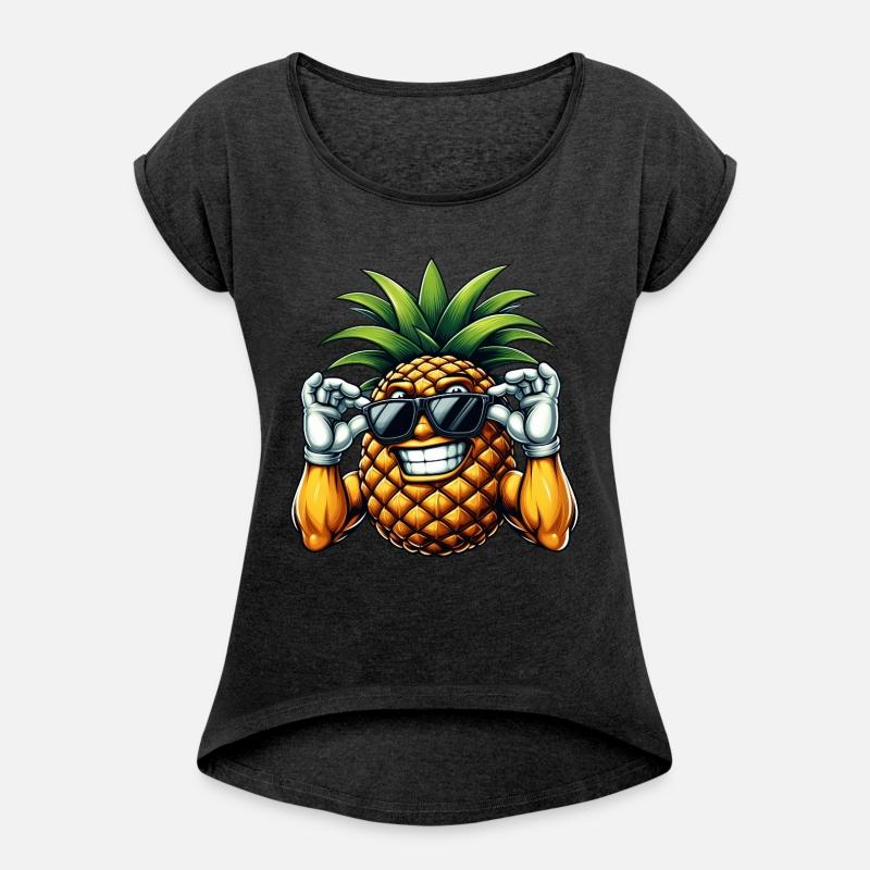 Strong Pineapple with Sunglasses Cartoon
