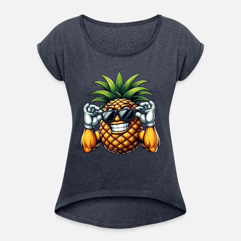 Strong Pineapple with Sunglasses Cartoon