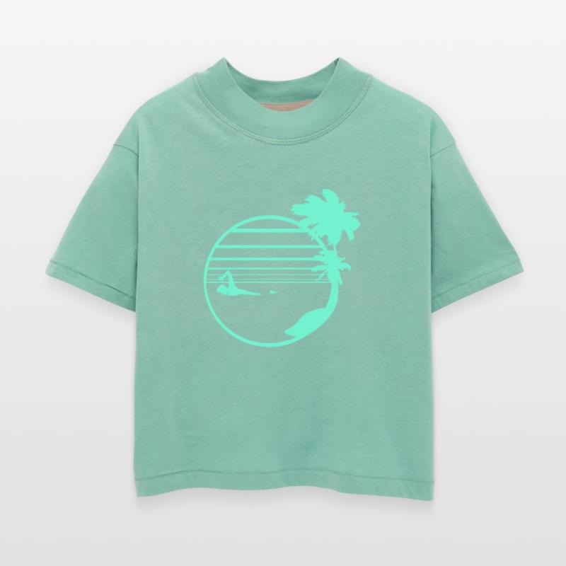 Swimming Man Palm Trees Beach Stripes Sea Trip Fun