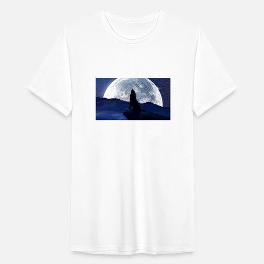 T-shirt Classic wolf howling and big moon standing