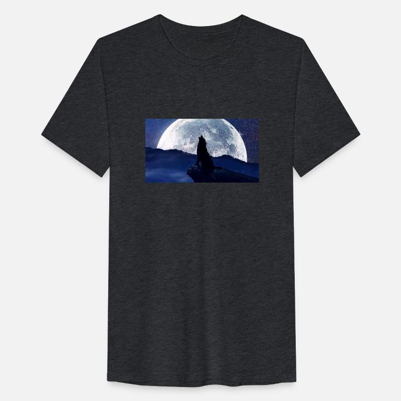 T-shirt Classic wolf howling and big moon standing