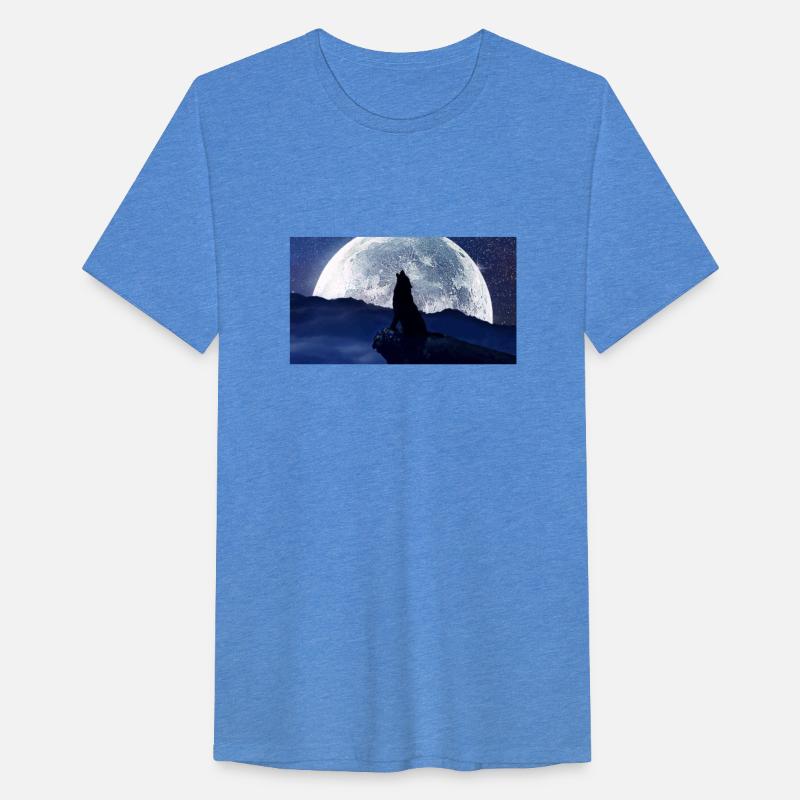 T-shirt Classic wolf howling and big moon standing