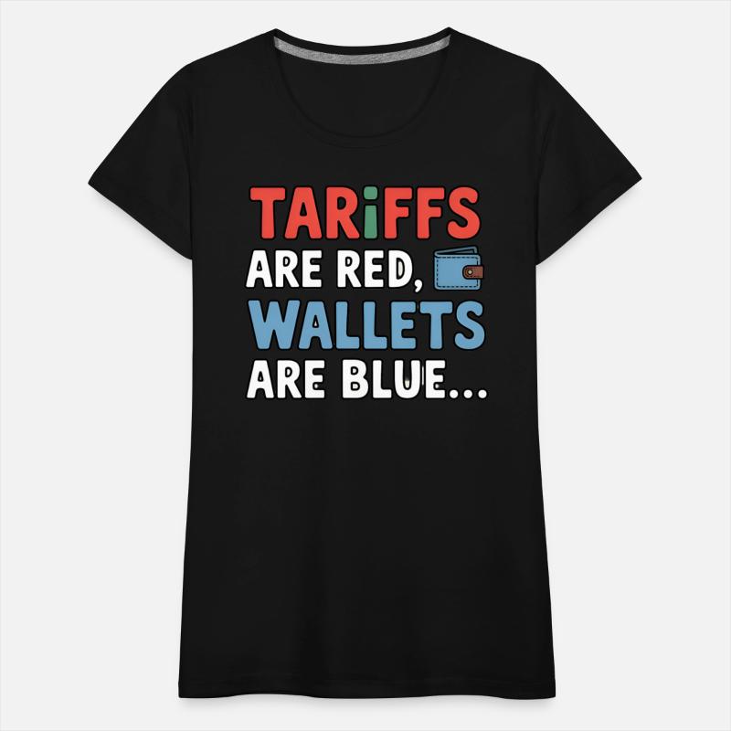 Tariffs Are Red, Wallets Are Blue T-Shirt – Funny