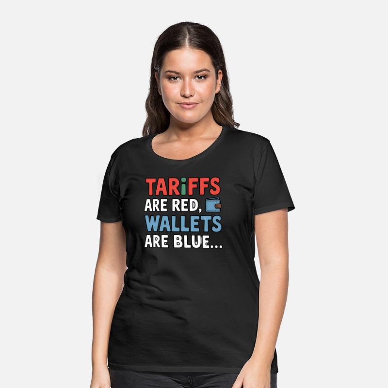 Tariffs Are Red, Wallets Are Blue T-Shirt – Funny