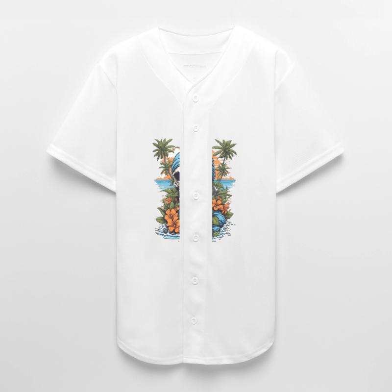 Tropical Cartoon Skull With Flowers