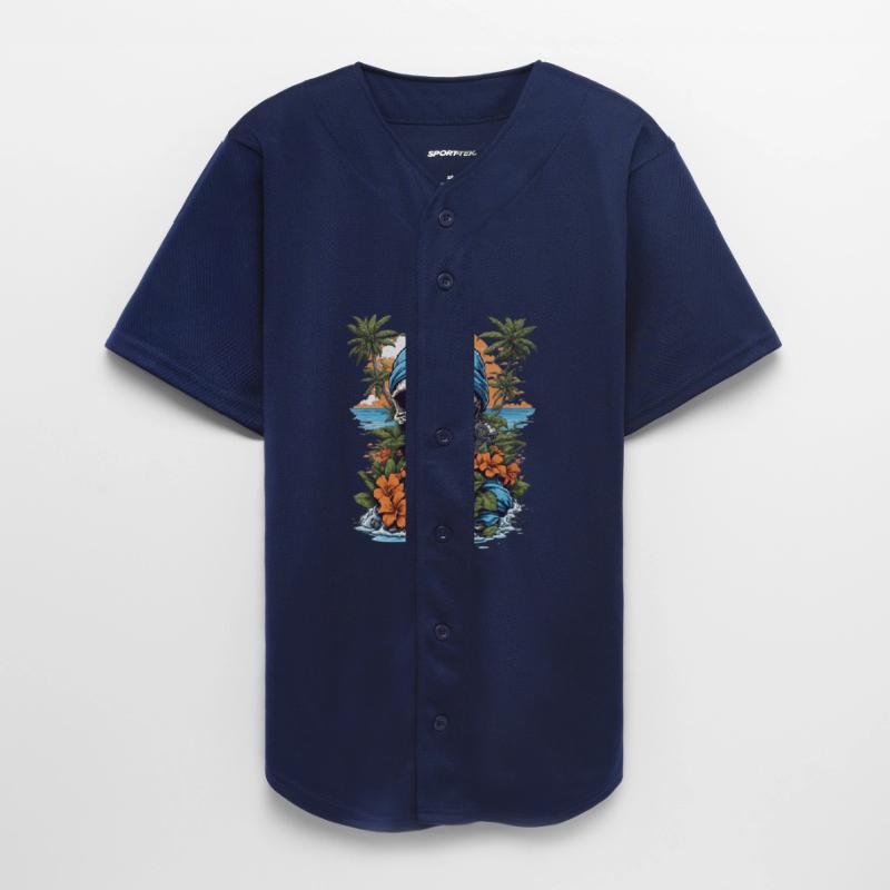 Tropical Cartoon Skull With Flowers