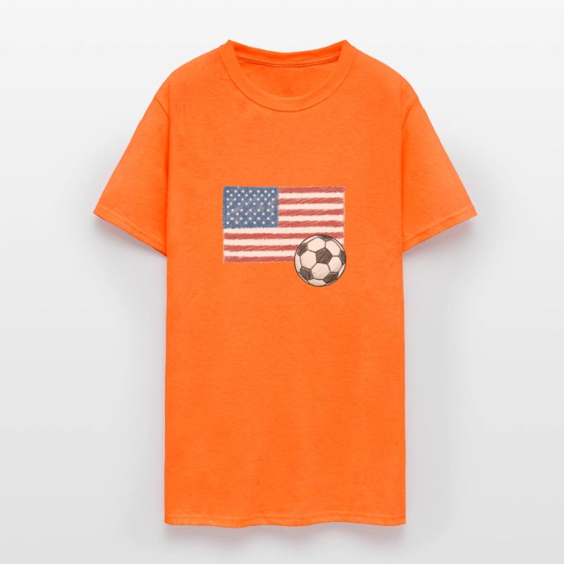 United States flag and crayon-style soccer ball