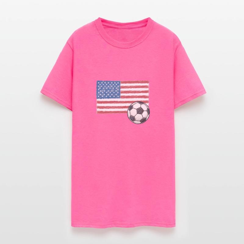 United States flag and crayon-style soccer ball
