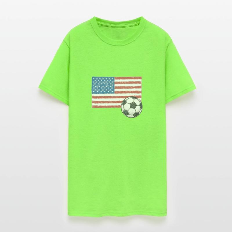 United States flag and crayon-style soccer ball