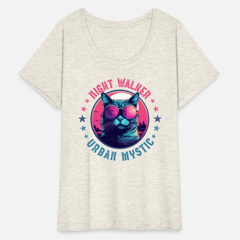 Urban Cat in Pink Glasses at Night in the City