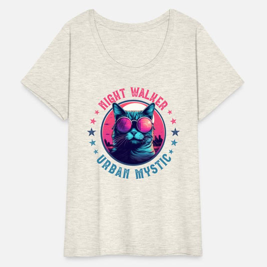 Urban Cat in Pink Glasses at Night in the City