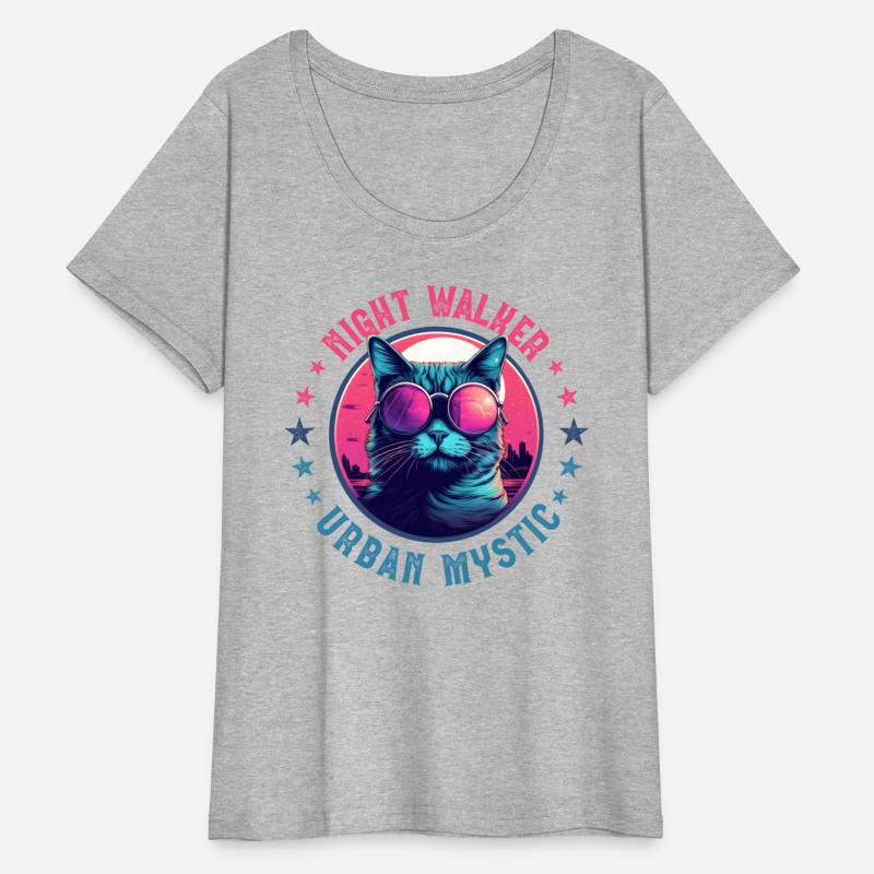 Urban Cat in Pink Glasses at Night in the City