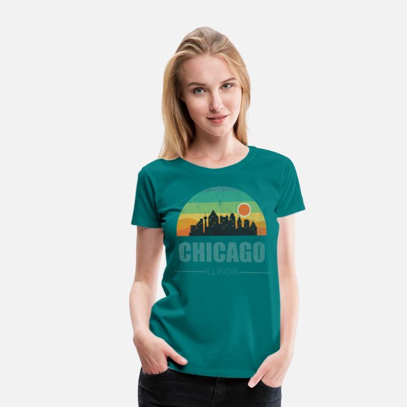 Vintage Chiacgo City Skyline Retro Sunset Souvenir
