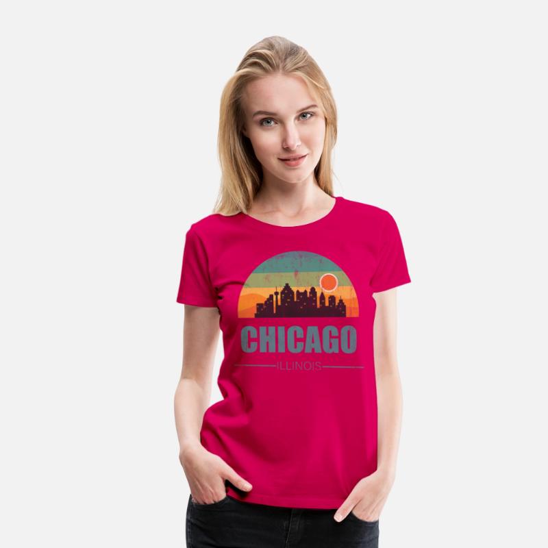 Vintage Chiacgo City Skyline Retro Sunset Souvenir