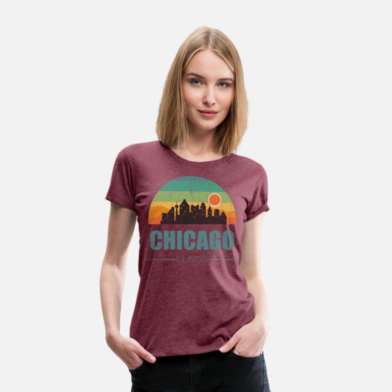 Vintage Chiacgo City Skyline Retro Sunset Souvenir