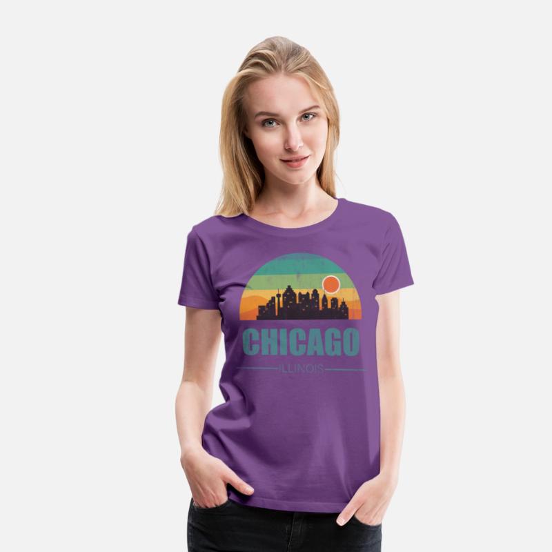 Vintage Chiacgo City Skyline Retro Sunset Souvenir