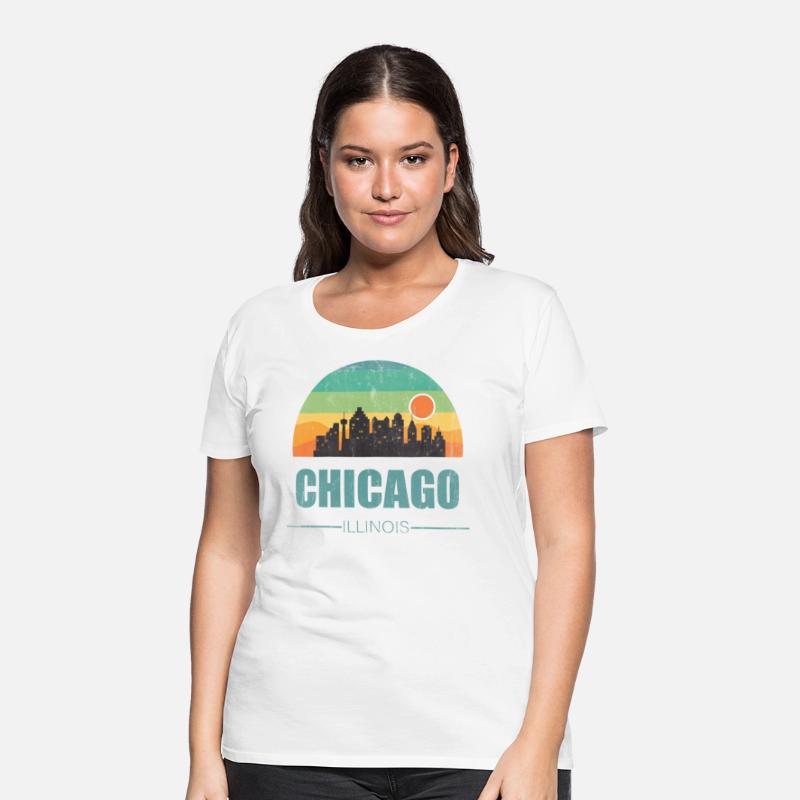 Vintage Chiacgo City Skyline Retro Sunset Souvenir