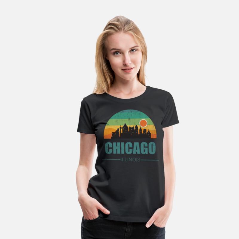 Vintage Chiacgo City Skyline Retro Sunset Souvenir