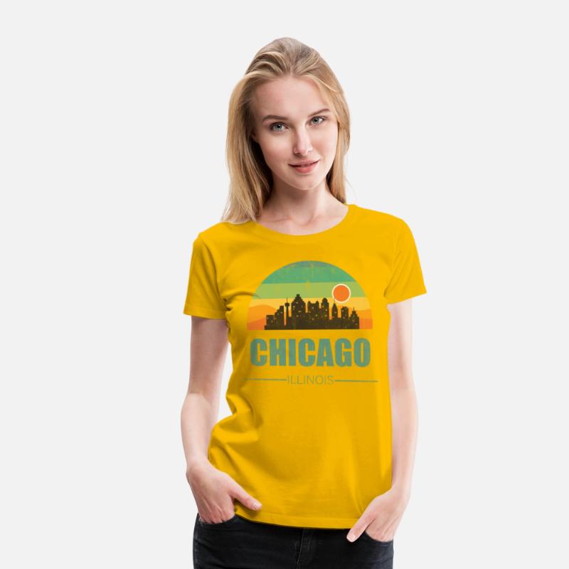 Vintage Chiacgo City Skyline Retro Sunset Souvenir