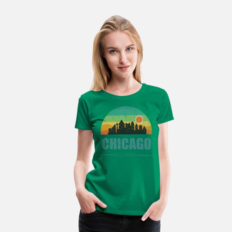 Vintage Chiacgo City Skyline Retro Sunset Souvenir