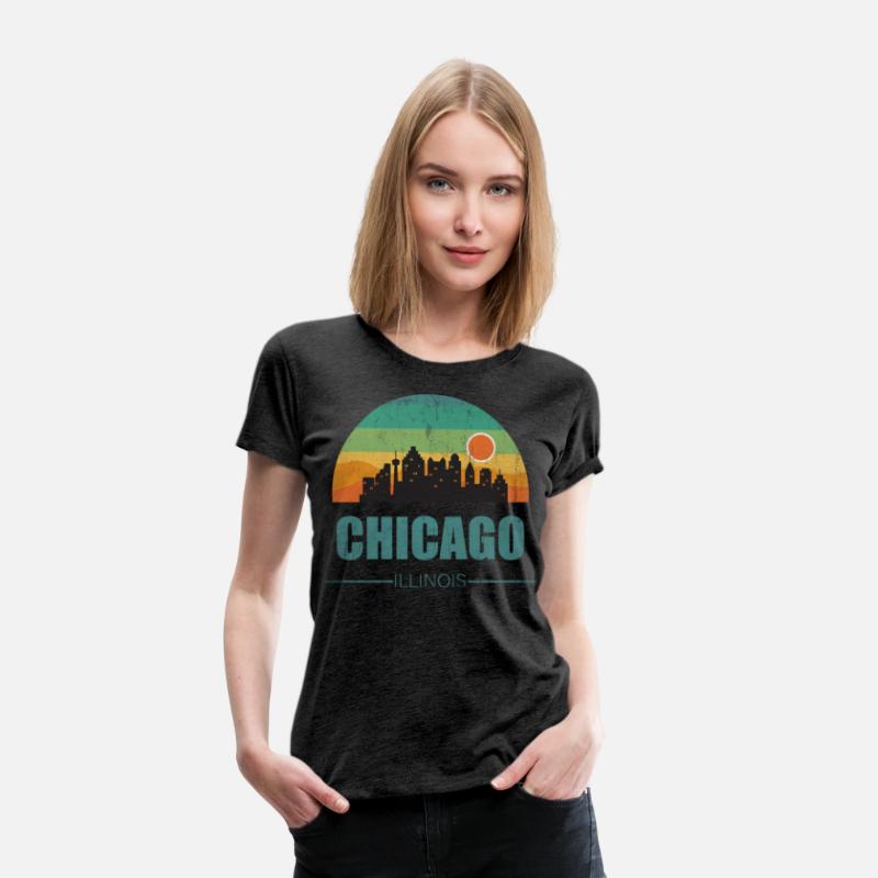 Vintage Chiacgo City Skyline Retro Sunset Souvenir