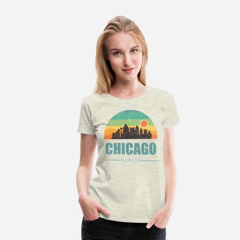 Vintage Chiacgo City Skyline Retro Sunset Souvenir