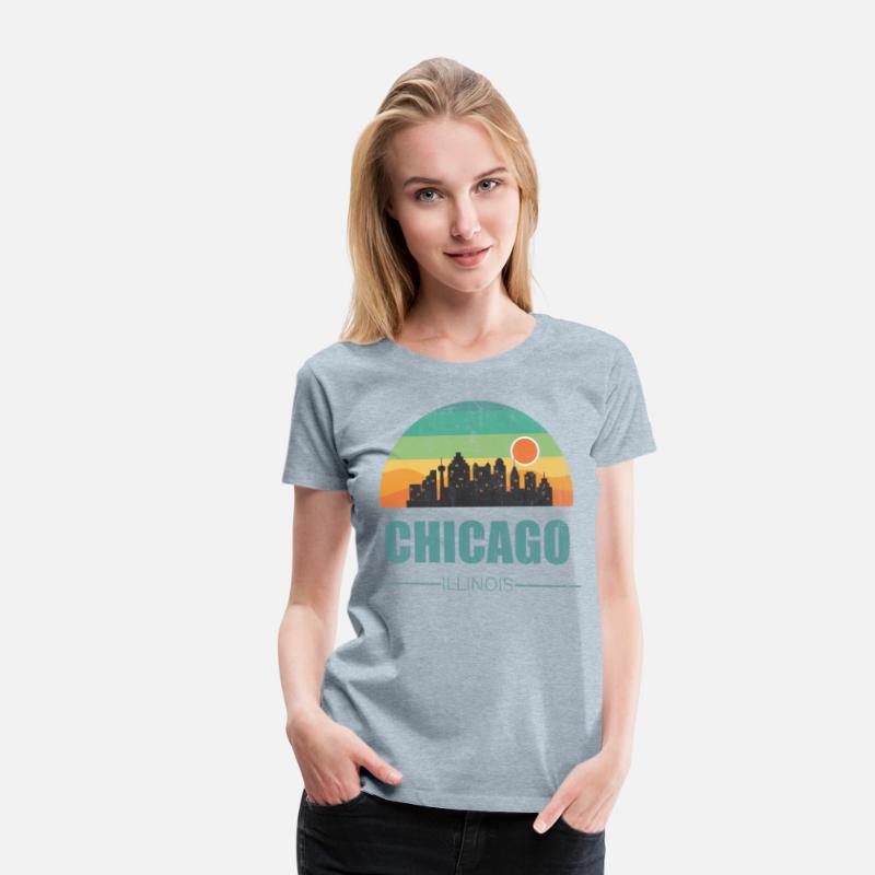 Vintage Chiacgo City Skyline Retro Sunset Souvenir