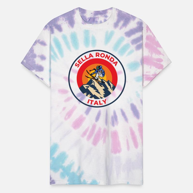 Vintage Cool Skiing in Sella Ronda italy Sunset