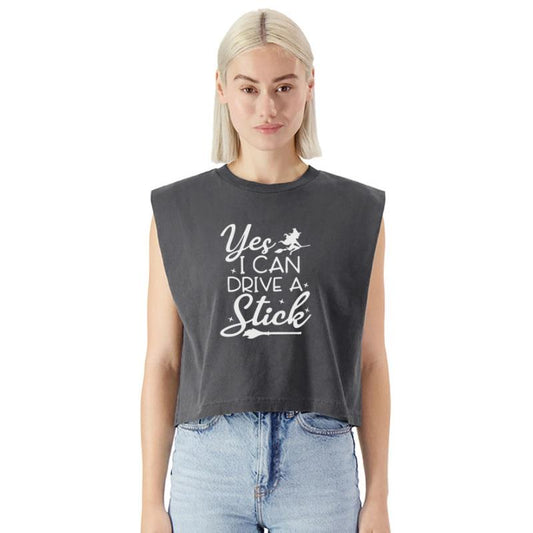 Whimsical Witch Riding Stick Figure Design