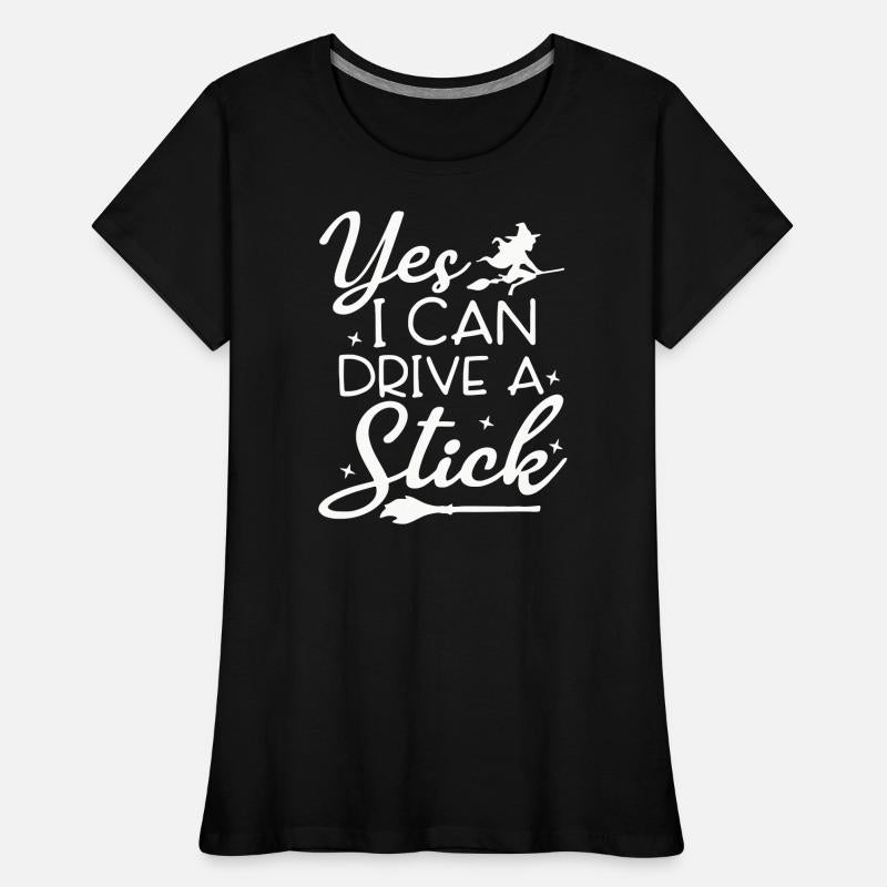 Whimsical Witch Riding Stick Figure Design