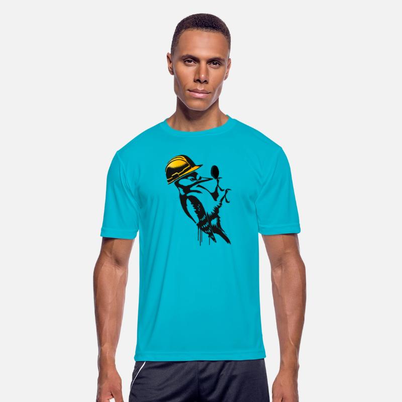 Woodpecker with hard hat - Humorous stencil design